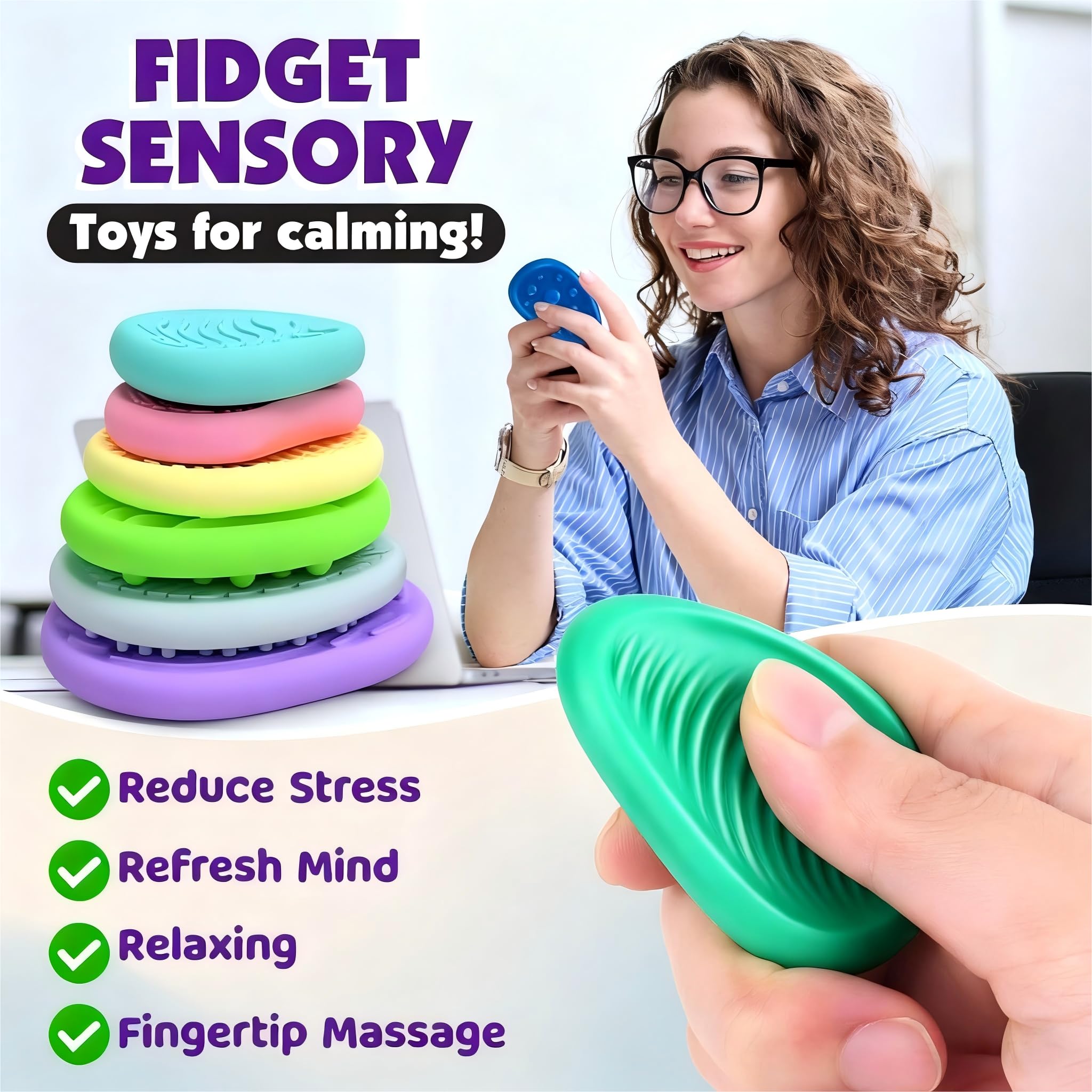 Fidget Toys Sensory Stones, zabawki antystresowe, sensoryczne, antystresowe, teksturowane, dla dzieci z autyzmem, 12 sztuk