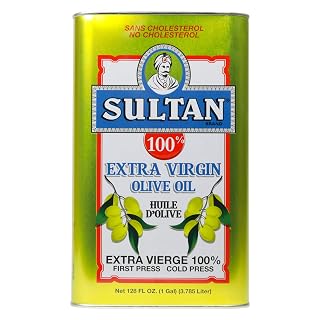 Sultan Premium Extra Virgin Olive Oil – First Cold-Pressed Rich Fruity Flavor – Cholesterol-Free Culinary & Skincare EVOO – Ideal for Salads, Sautéeing, Dips – Imported from Turkey – 128 FL. OZ - Amazon product rated Grade A
