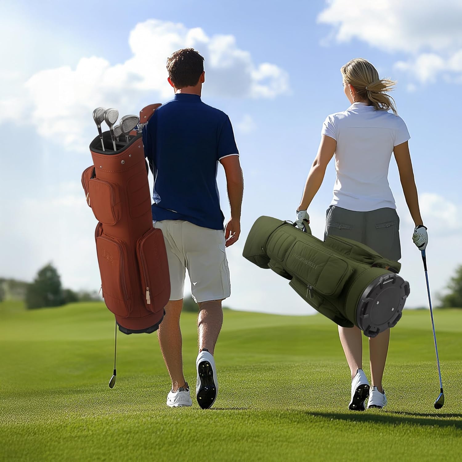 Golf Cart Bag, Top 5 Way Organizer Divider, Waterproof Golf Bag, 6 Storage Pockets，with Comfort Handles, Rain Cover