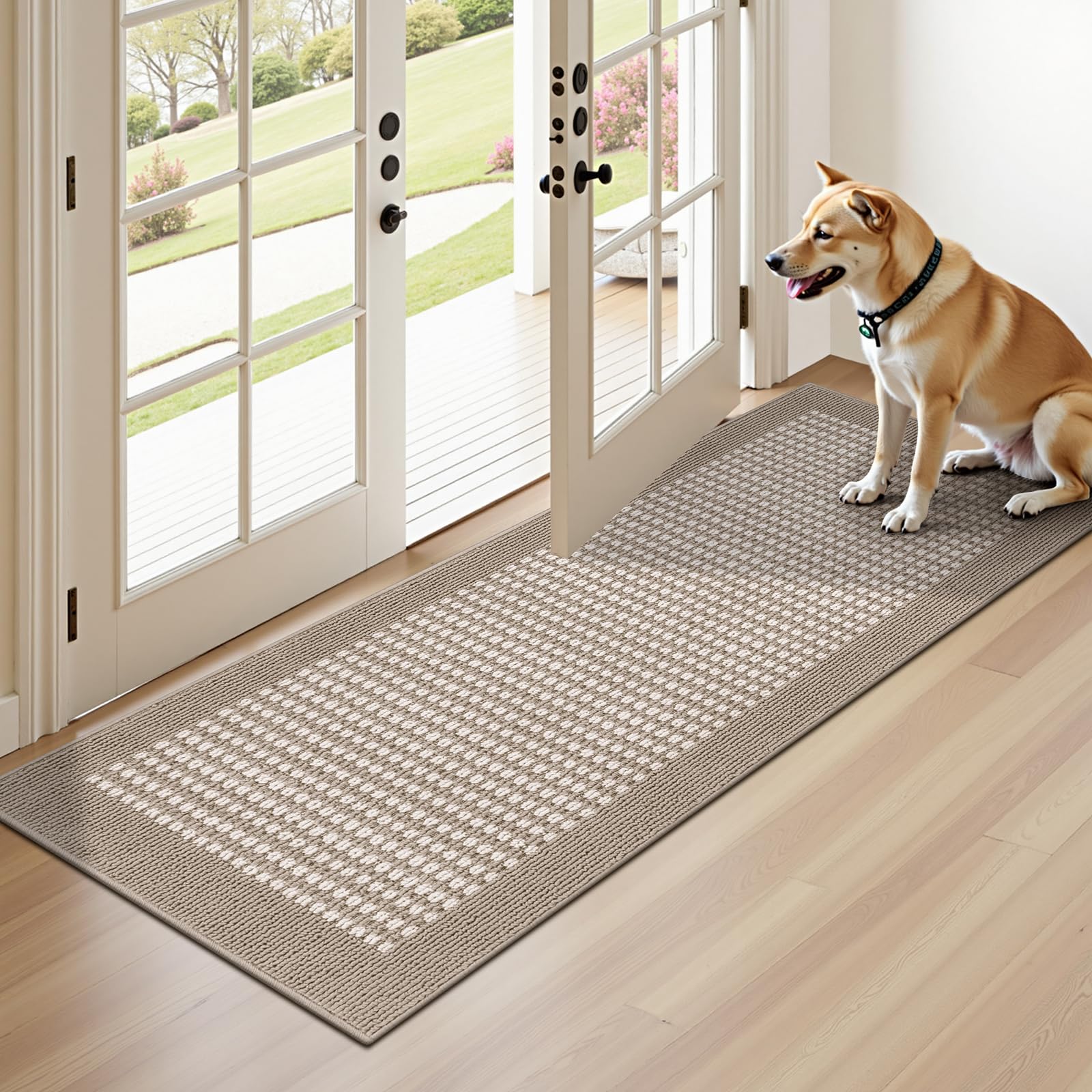 Ileading Laundry Room Runner Rug 2x5ft Non Slip Farmhouse Kitchen Floor Mats with Rubber Backing Machine Washable Indoor Doormat Low-Profile Carpet for Hallway Entryway(Beige) โ image 1
