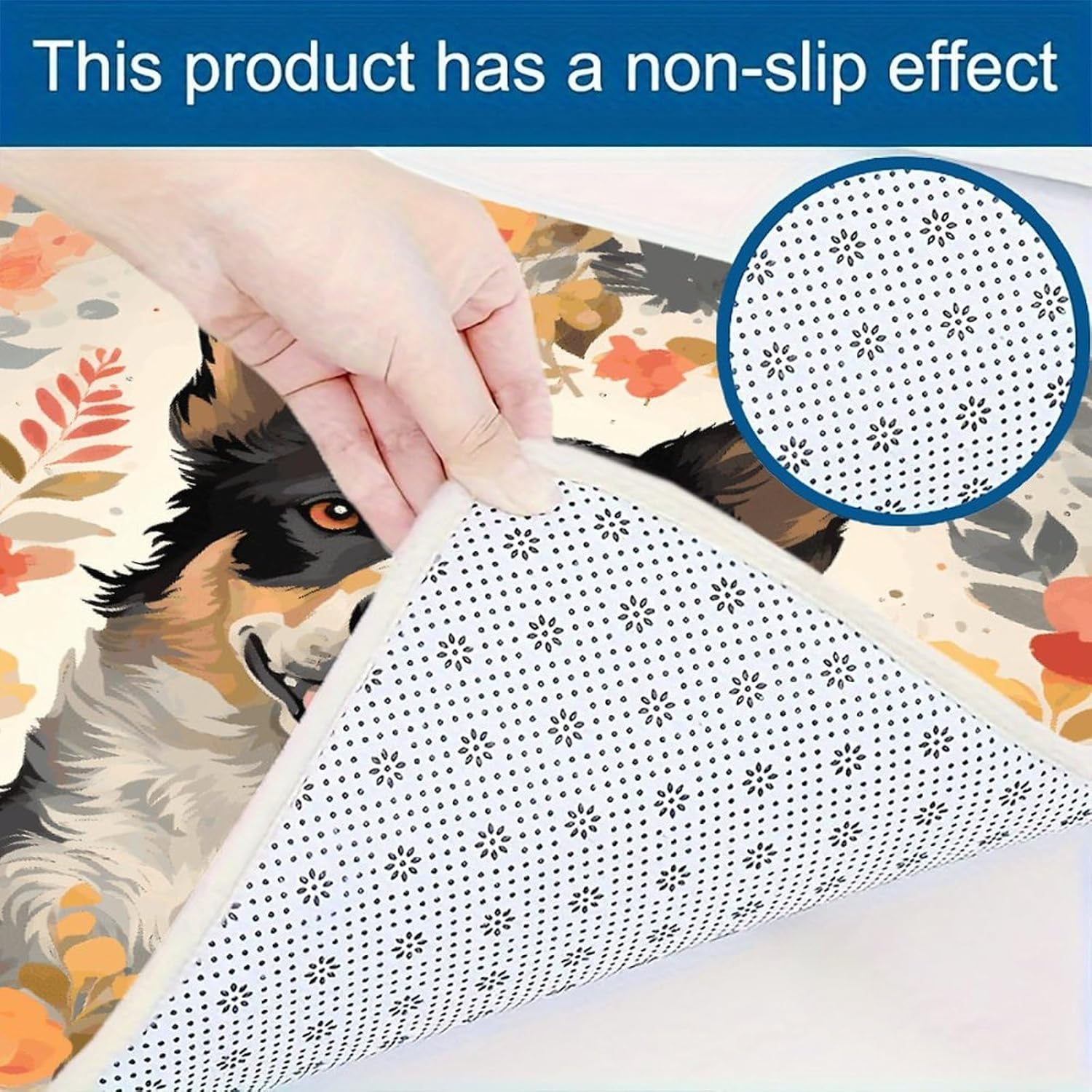 Cattle Dog Florals Kitchen Rugs Sets of 3 Washable Non Slip Kitchen Rug Water Resistant Carpet Piece Anti Fatigue Kitchen Mats Soft Comfort Standing Mat Modern Area Rug
