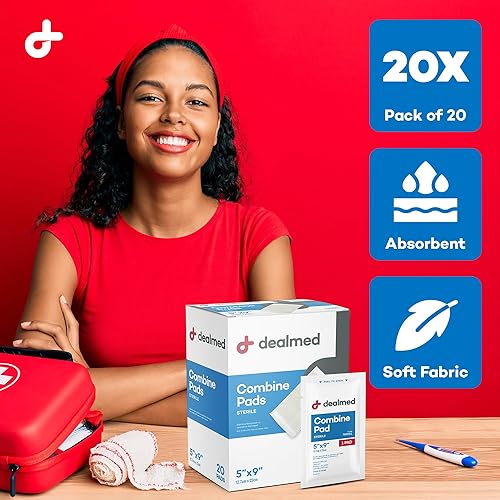 Vista 17 de Dealmed Abdominal Combine Pads 8"x10" (paquete de 24) estériles envueltos individualmente, almohadillas ABD, absorbentes, no adherentes