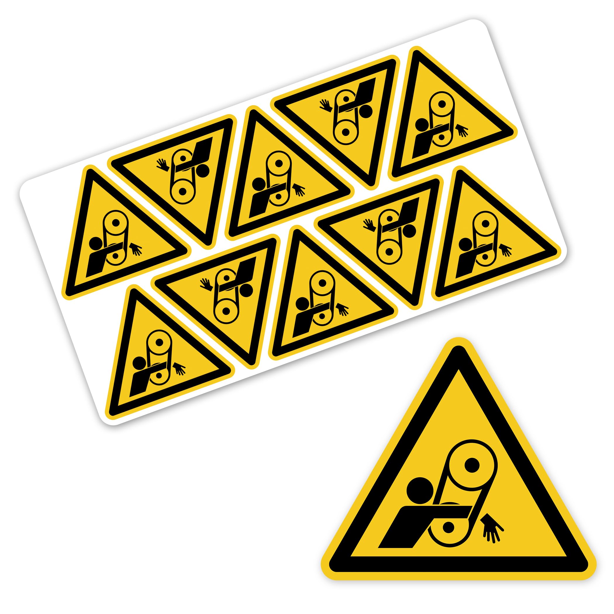 Señal de advertencia con símbolo de advertencia de entrada no deseada según DIN EN ISO 7010 – Adhesivo de advertencia para máquinas, instalaciones, dispositivos y áreas de trabajo LTI004 (100