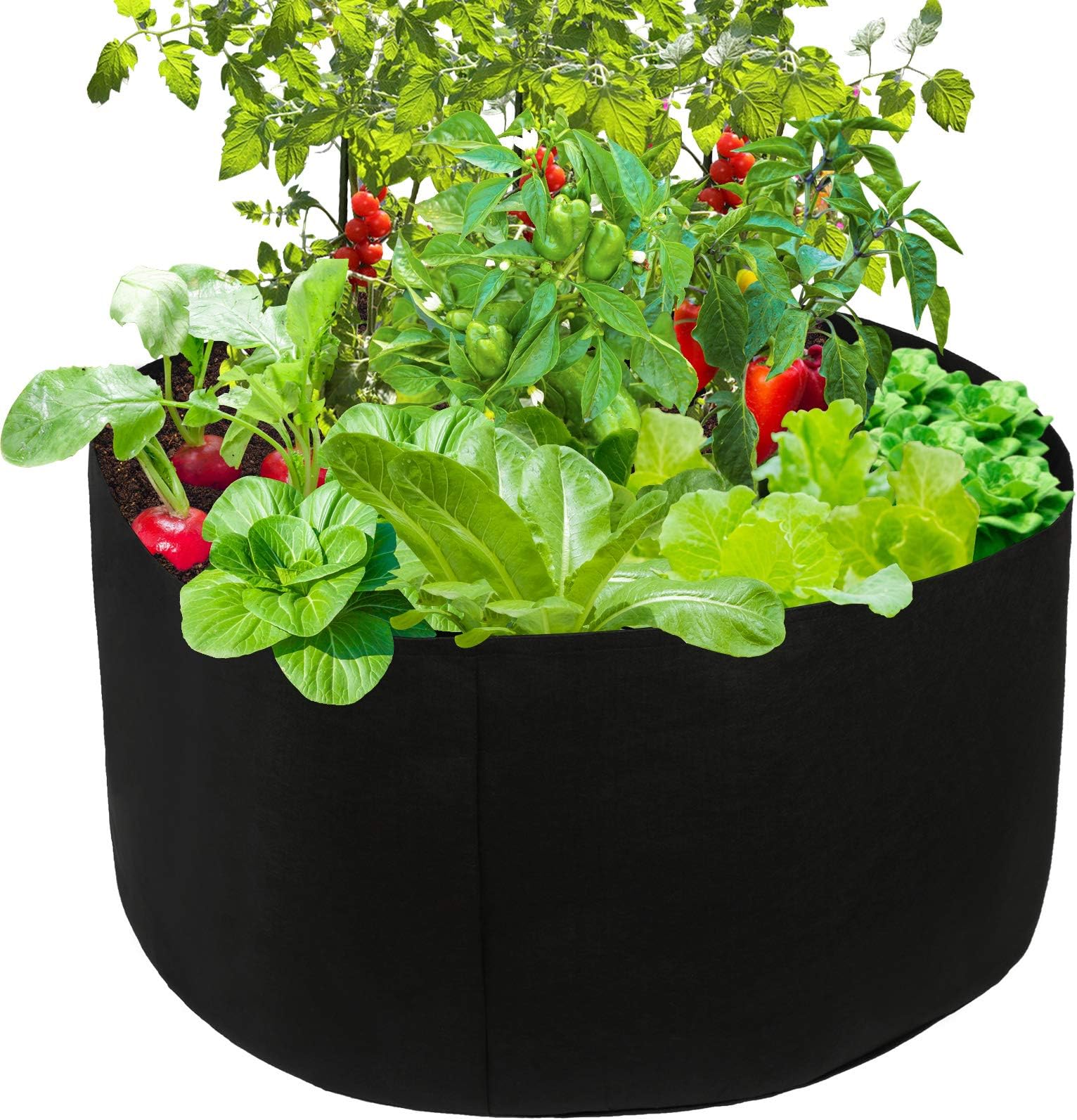 Firlar 3 PCS 100 Gallon Round Plant Grow Bags,Raised Garden Bed,Planting Container Grow Bags Felt Fabric Plant Pot for Plants,Vegetables,Flowers,Black