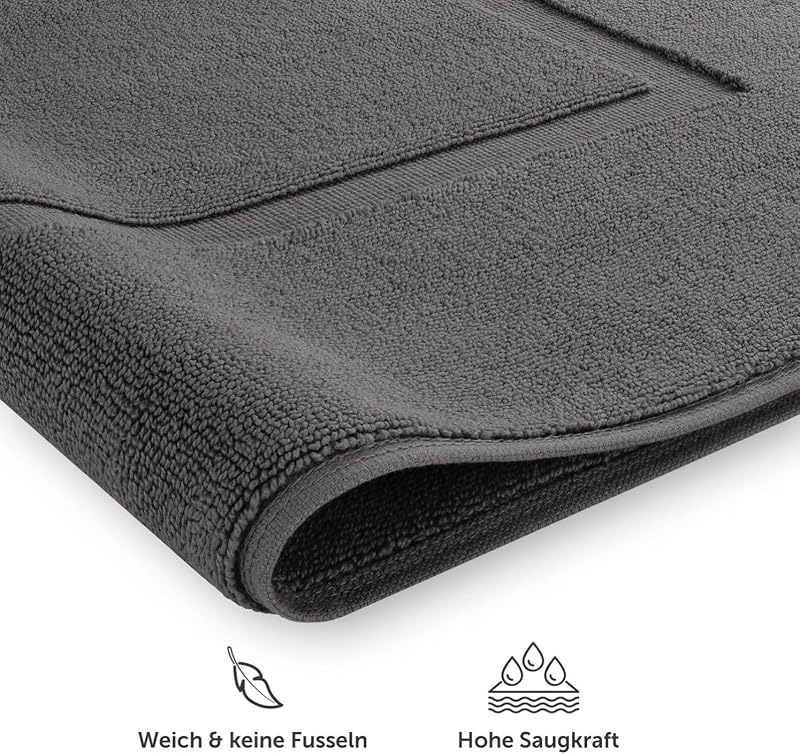 Blumtal Pamut Fürdőszobai Szőnyeg, 50x80 cm, 100% Frottír Pamut, Oeko-Tex Tanúsított, Mosógépben Mosható, 2 db-os Szett, Antracit