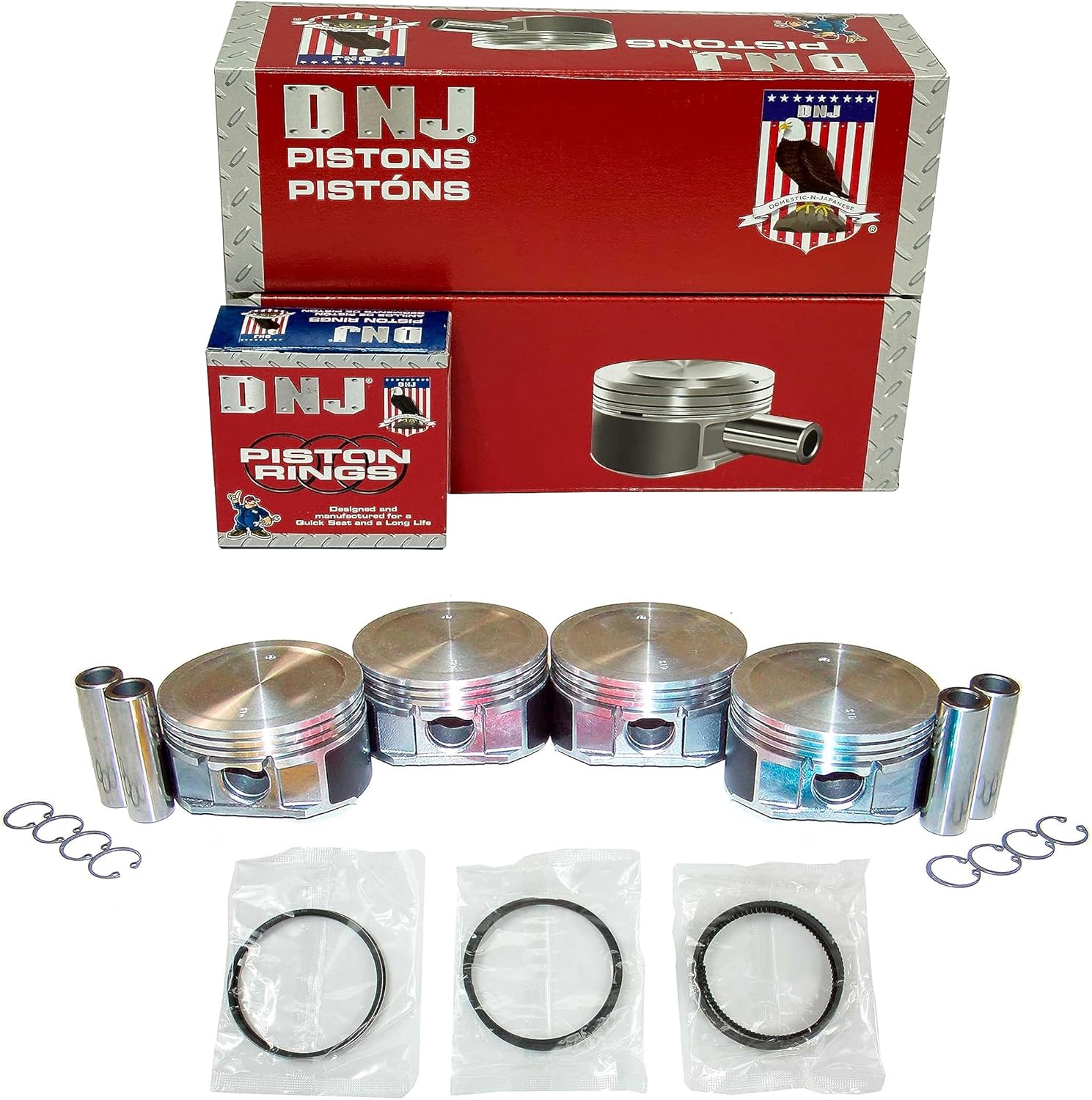 DNJ PRK317 Piston and Ring Kit For 2000-2008 Chevrolet Oldsmobile Pontiac Saturn Alero Cavalier Classic Cobalt G5 Grand Am HHR Ion L100 L200 L300 LS LS1 LW1 LW200 2.2L L4 DOHC 16V Naturally Aspirated