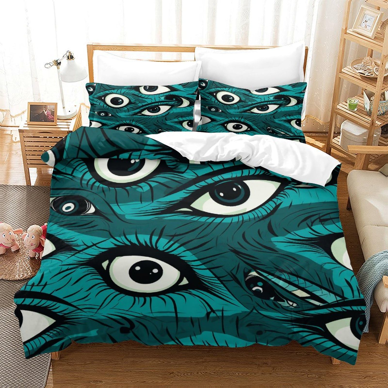 P1S9U7W5Y 3D Printed Artistic Eyes Duvet Cover Set 3pcs Microfiber Creative Eyes Bedding Set King