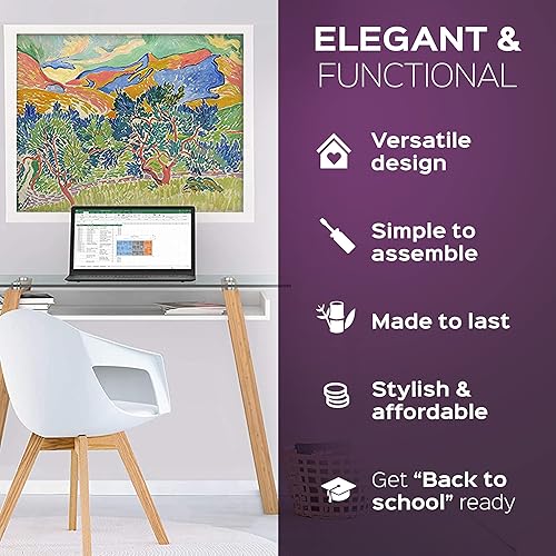 Miniatura 4 de bonVIVO Massimo - Escritorio pequeño de 55 pulgadas, moderno escritorio para computadora para espacios pequeños, sala de estar, oficina y