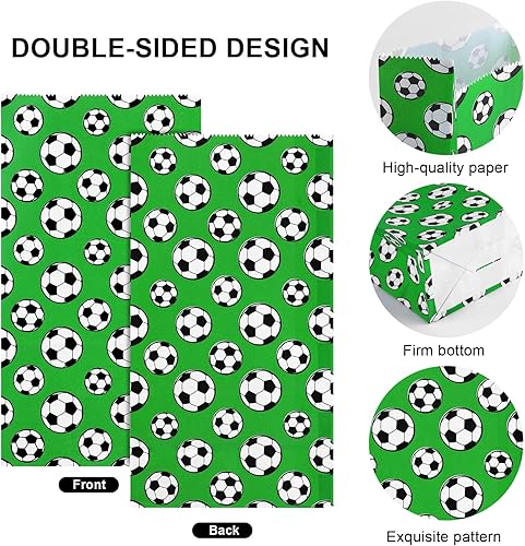 Miniatura 3 de durony Paquete de 24 bolsas de regalo de fútbol, bolsas de papel con estampado de fútbol con calcomanías para decoraciones de fiestas temáticas