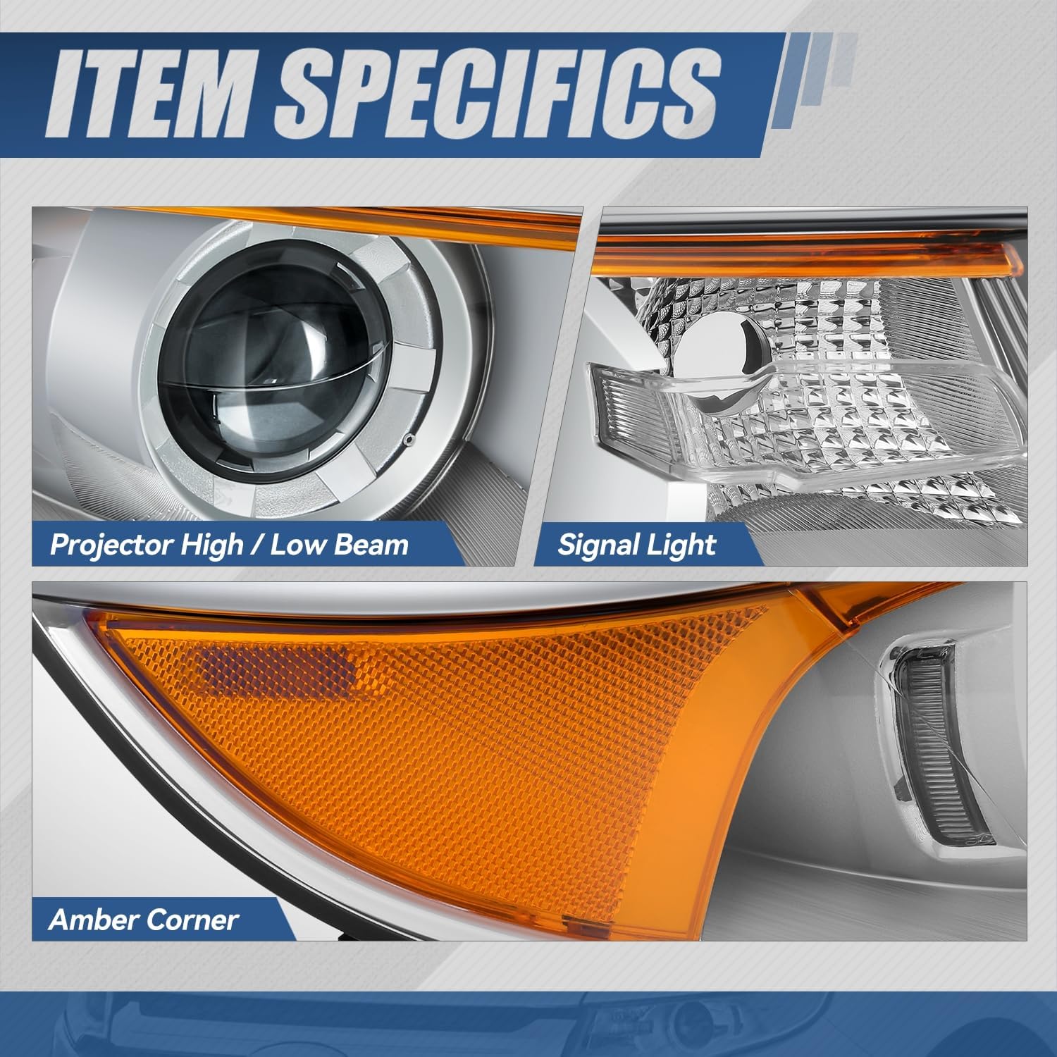 Auto Dynasty HID Headlights Assembly Headlamp Compatible with 2011 2012 2013 2014 Ford Edge, Passenger Right Side, Chrome Housing Clear Lens Amber Reflector, FO2503293