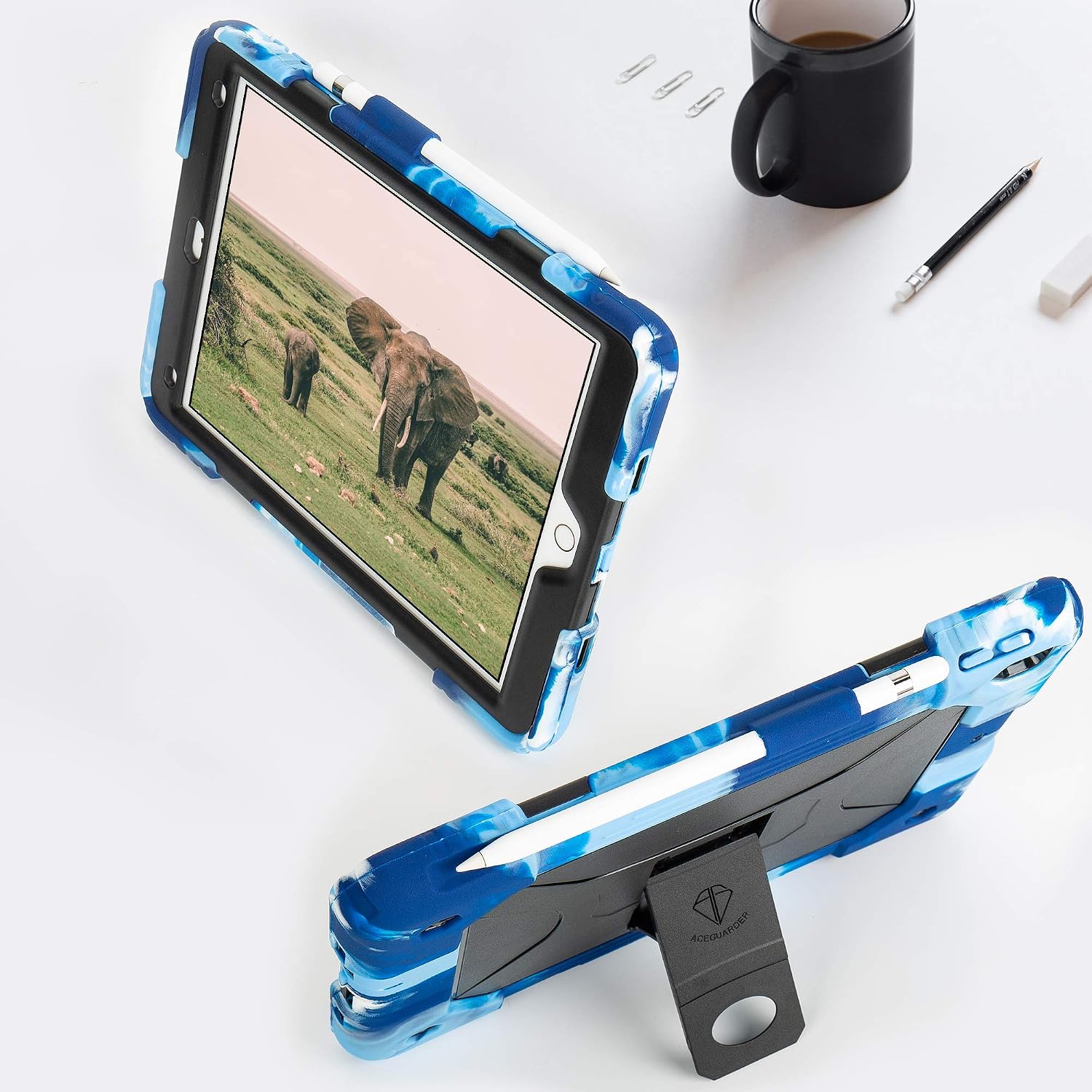 iPad 10.2 Case 2019 iPad 7th 8th Generation Case (10.2-inch 2020 Releases) Shockproof Slim Heavy Duty Protective Case Rugged Cover Adjustable Kickstand - Navy Black