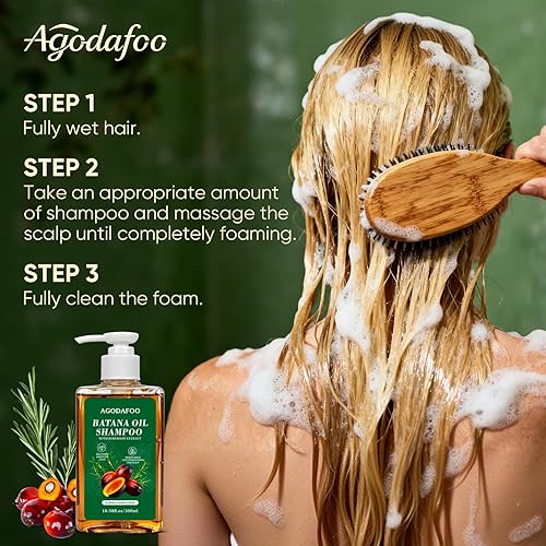 Miniatura 8 de Champú de aceite Batana para el crecimiento del cabello, aceite de batana y champú de aceite de romero, reduce la pérdida de cabello, restaura la