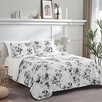 Vista 10 de SHALALA - Juego de edredón de gasa de algodón, juego de ropa de cama ligero de tamaño Queen, color gris claro, edredones reversibles de sirsaca