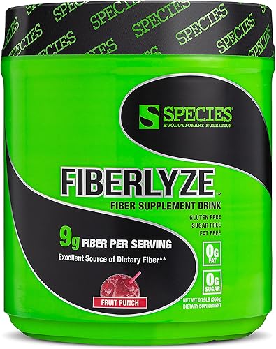 Species Nutrition Suplemento de fibra Fiberlyze, polvo de fibra soluble e insoluble a base de psyllium para colon saludable, funciones digestivas