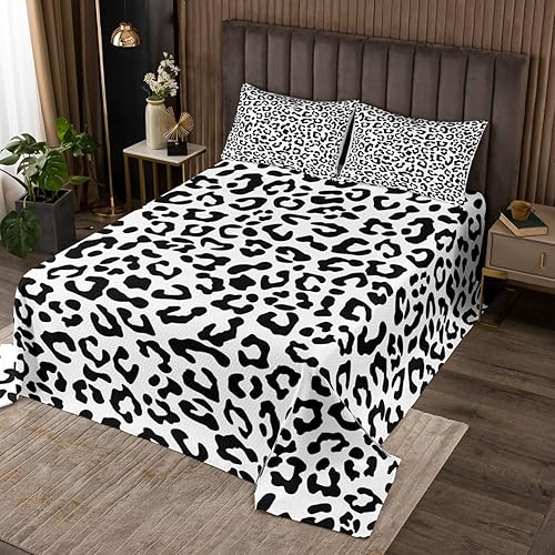 Colcha con estampado de leopardo negro para niños, tamaño individual, juego de colcha elegante de piel de guepardo abstracto, decoración de
