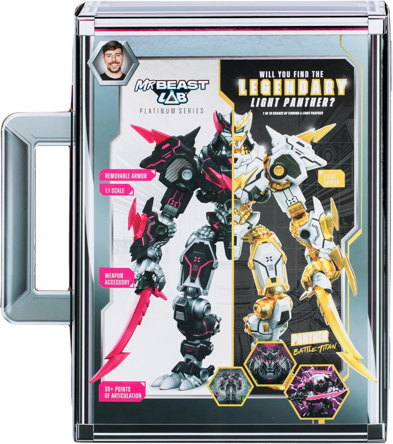 MRBEAST LAB Platinum Series 6” (15.3cm) Stealth Panther Battle Titan Collector Figure, Extreme Detailing, Premium Packaging, 35 Points of Articulation, Will You Discover A Legendary Light Panther?