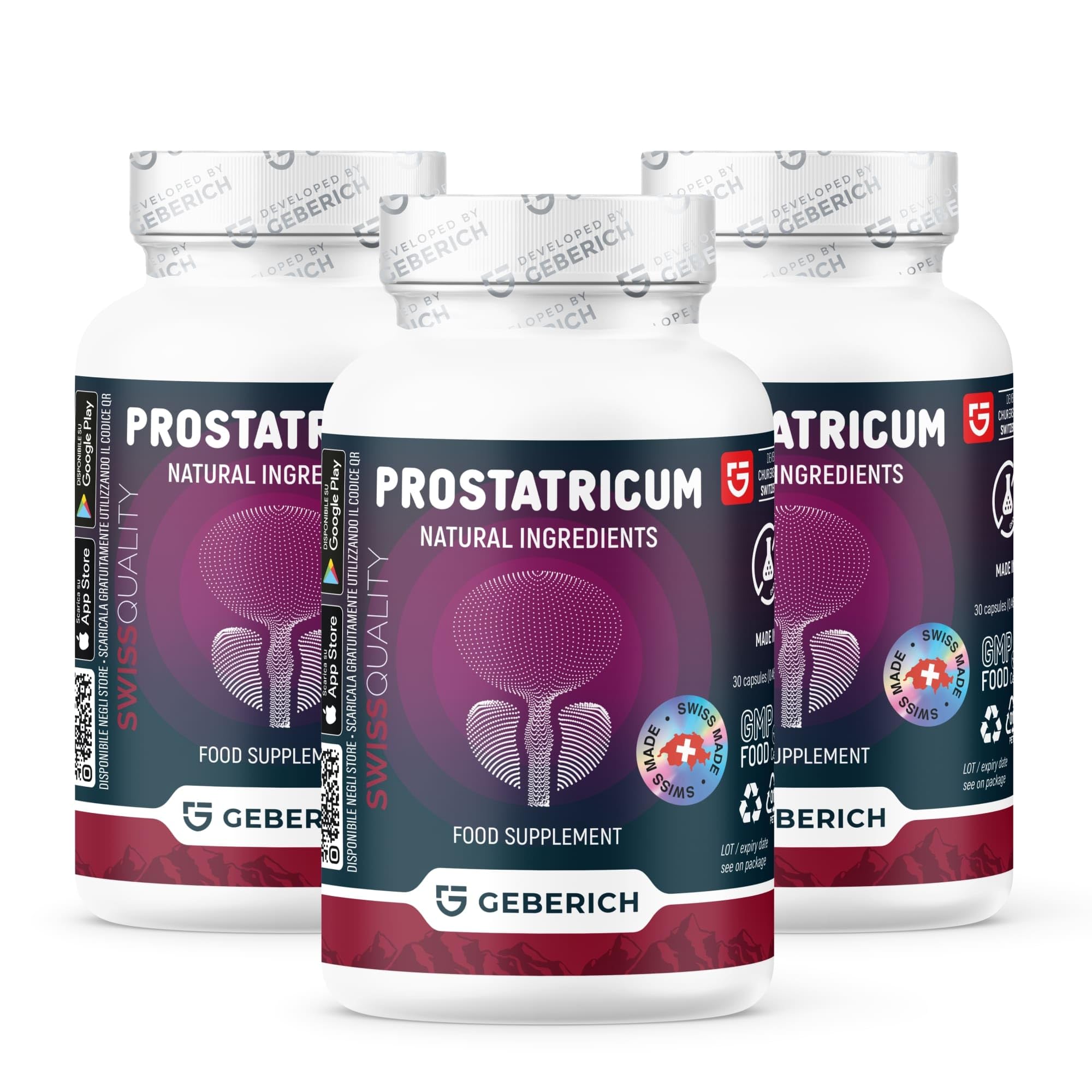 (Paquete de 3) Cápsulas PROSTATRICUM | Apoyo de las Vías Urinarias | Serenoa repens 480 mg + Equinácea 480 mg | Apoyo para la Próstata | con Ginkgo Biloba, Licopeno y Zinc | 30 Cápsulas