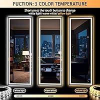 Vista 3 de Hasipu Espejo de longitud completa con luces, 67 x 22 pulgadas, espejo LED de pie iluminado templado, espejo de cuerpo completo con atenuación e