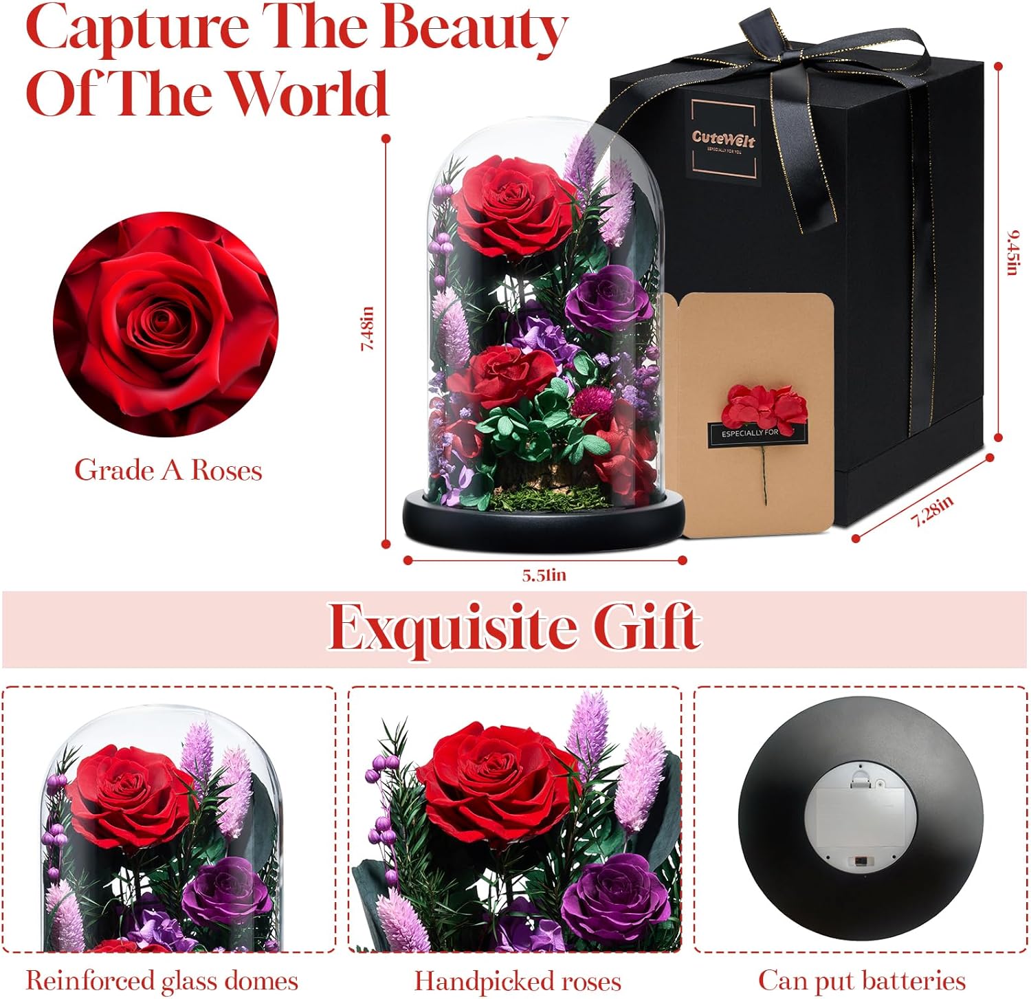 Preserved Roses,Forever Fresh Flowers 7.48in,Gift for Women,Mom,Grandma,Wife,Girlfriend,Sister,and Daughter Perfect for Birthday,Mother’s Day,Valentine’s Day (Mystic Purple2) - Image 2