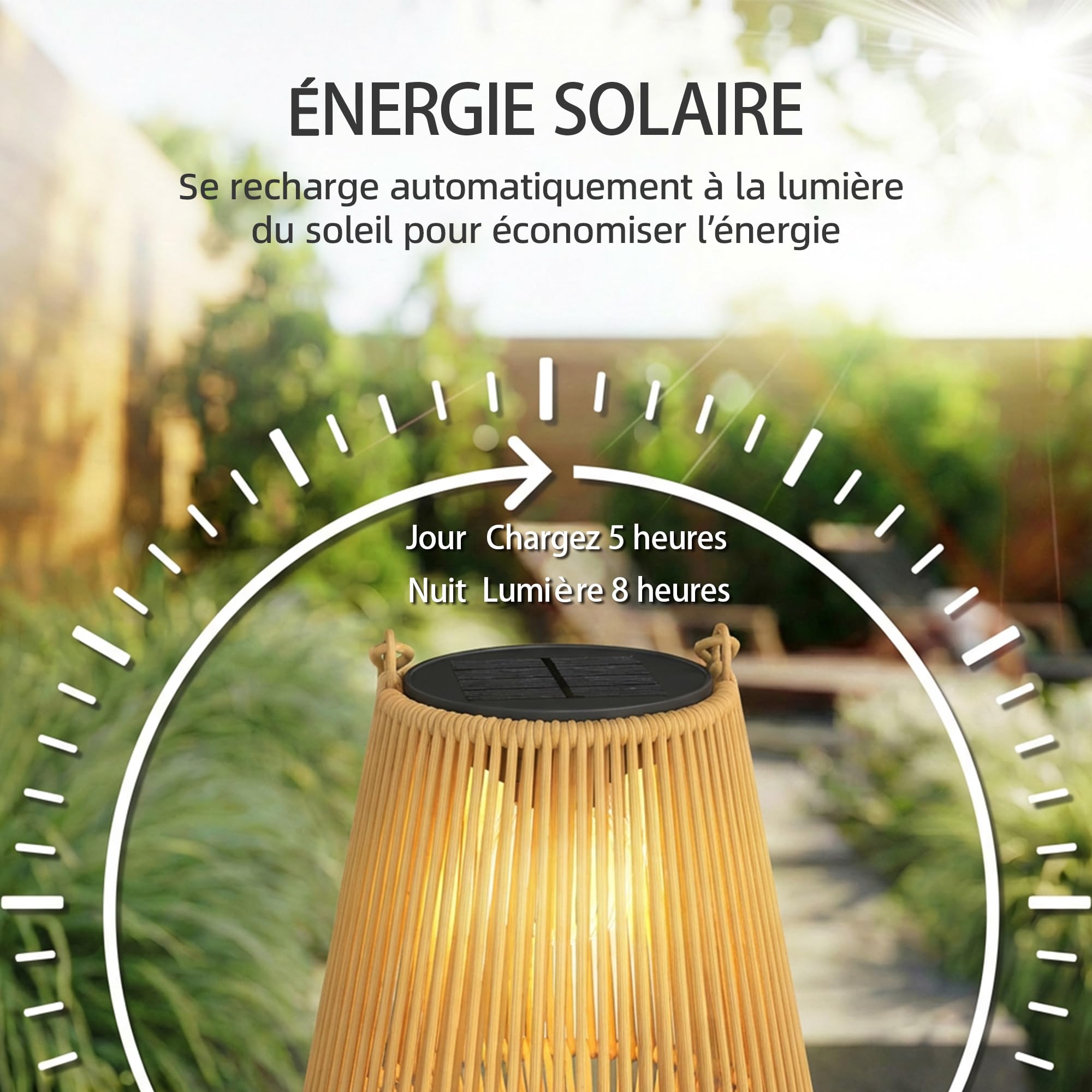 Outsunny Lot de 2 Lanternes Solaires Suspendues Extérieur, Lampes de Jardin en Résine Tressée avec Allumage Automatique, Poignée, IP44, pour Terrasse, Chemin, Marron