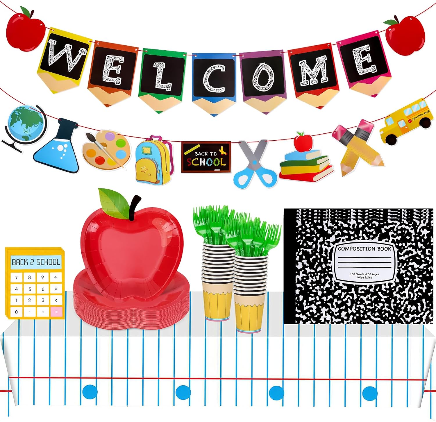 171 Pcs Back to School Decorations Party Supplies for Classroom, 9" Plates