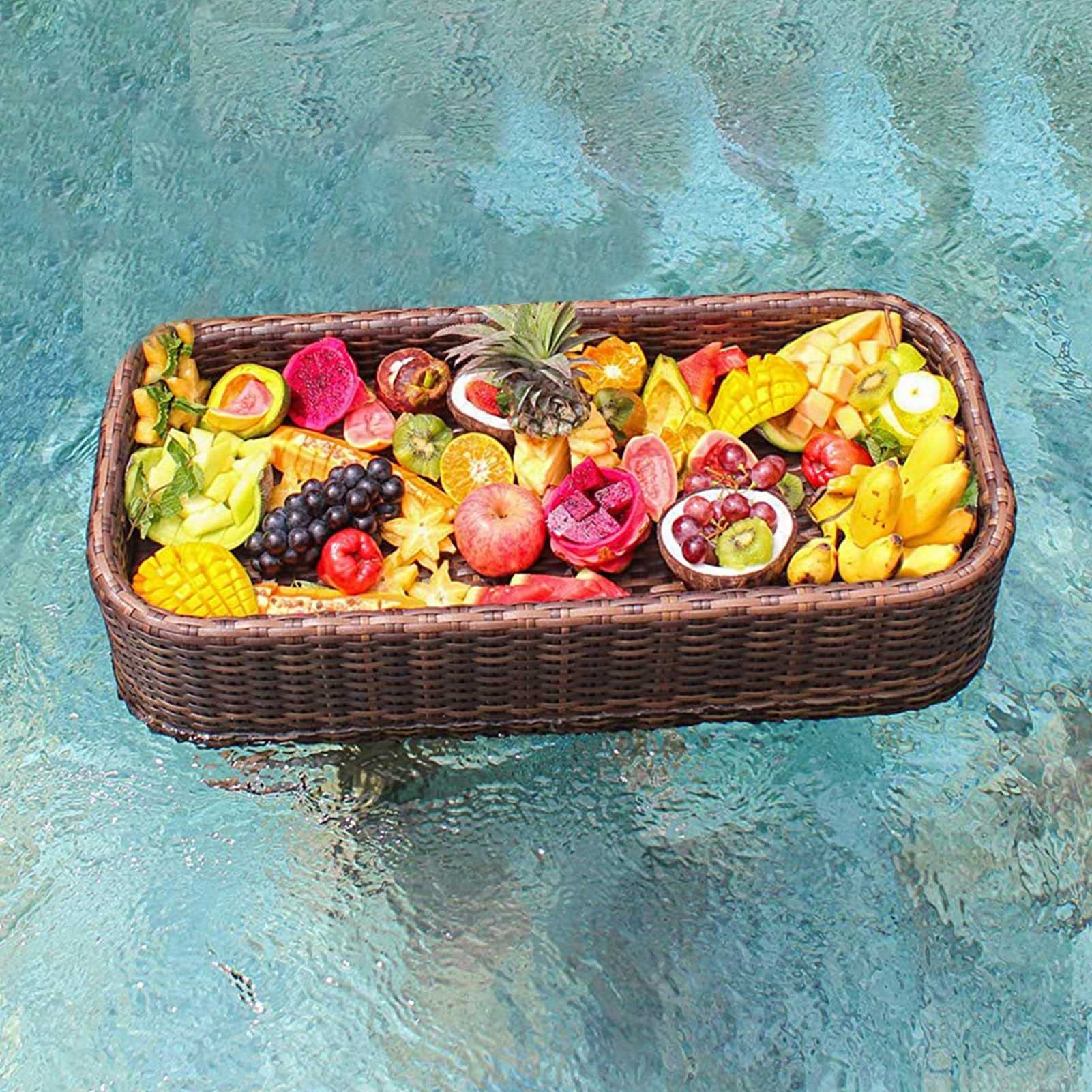 Mesa y Barra Flotante para Servir, Bandeja Flotante Rectangular para ratán, flotadores de Piscina para Adultos para Piscinas, spas y Playas, para Servir Bebidas, Brunch, Comida en