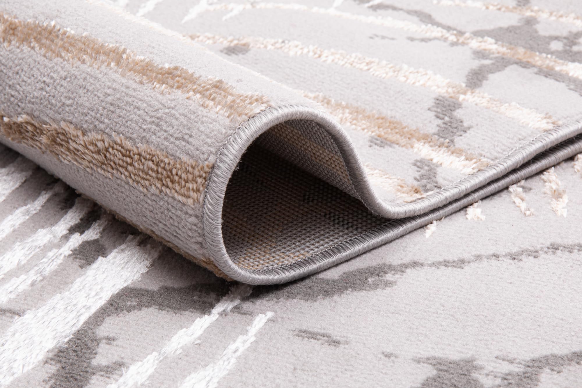 Tappeto Rotondo Crystal Con Motivo Geometrico - Pelo Corto, 160x160 Cm, Grigio-Bianco - Foto 2