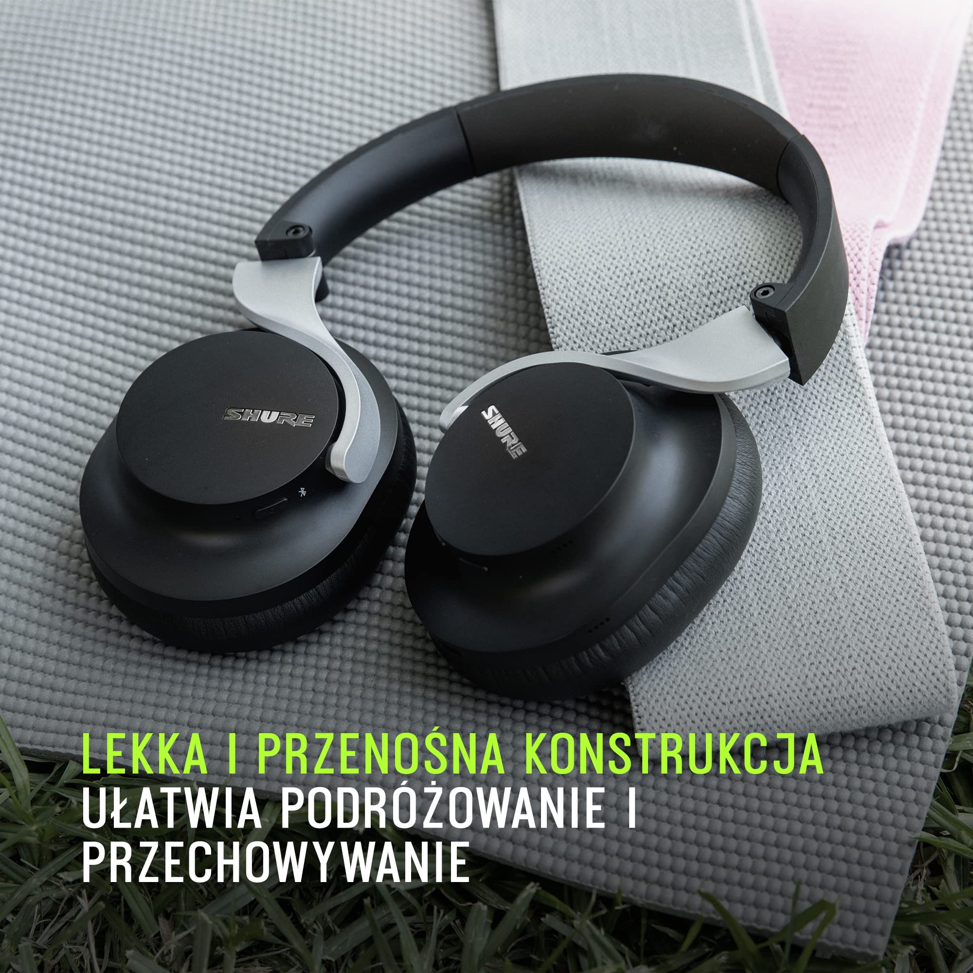 Shure AONIC 40 Bezprzewodowe słuchawki nauszne z mikrofonem, 25 -godzinna żywotność baterii, kompatybilny z iPhone'em i Androidem - czarny