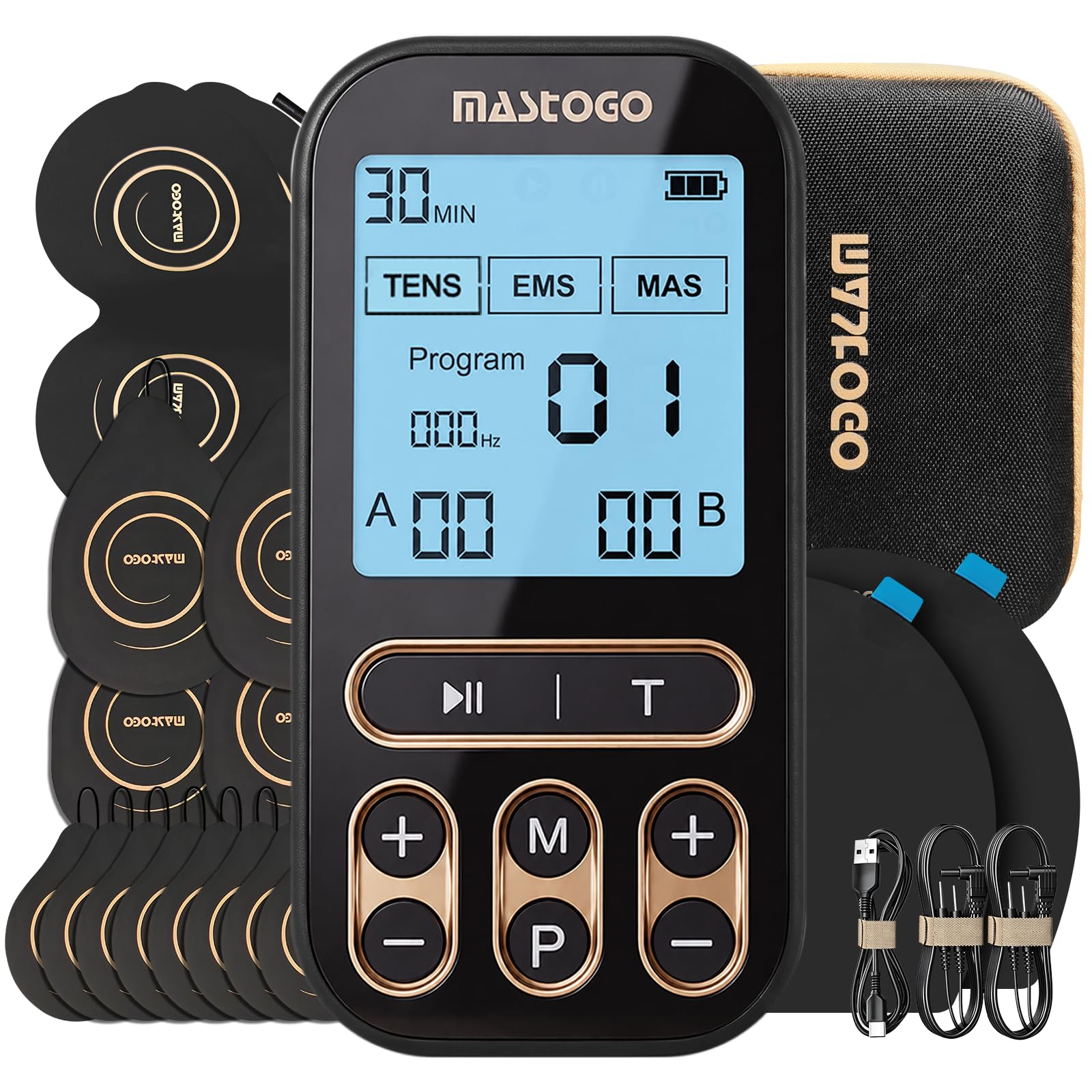 MASTOGO 60 Modes 3 in 1 TENS Unit Muscle Stimulator for Pain Relief