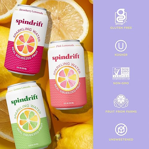 Miniatura 4 de Spindrift Lemonade 3 sabores variados paquete de 20