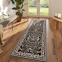 Vista 10 de Rugcomf Alfombra de pasillo lavable para cocina 2'6''x8' Alfombra de pasillo para entrada interior floral antideslizante alfombra suave para Azul