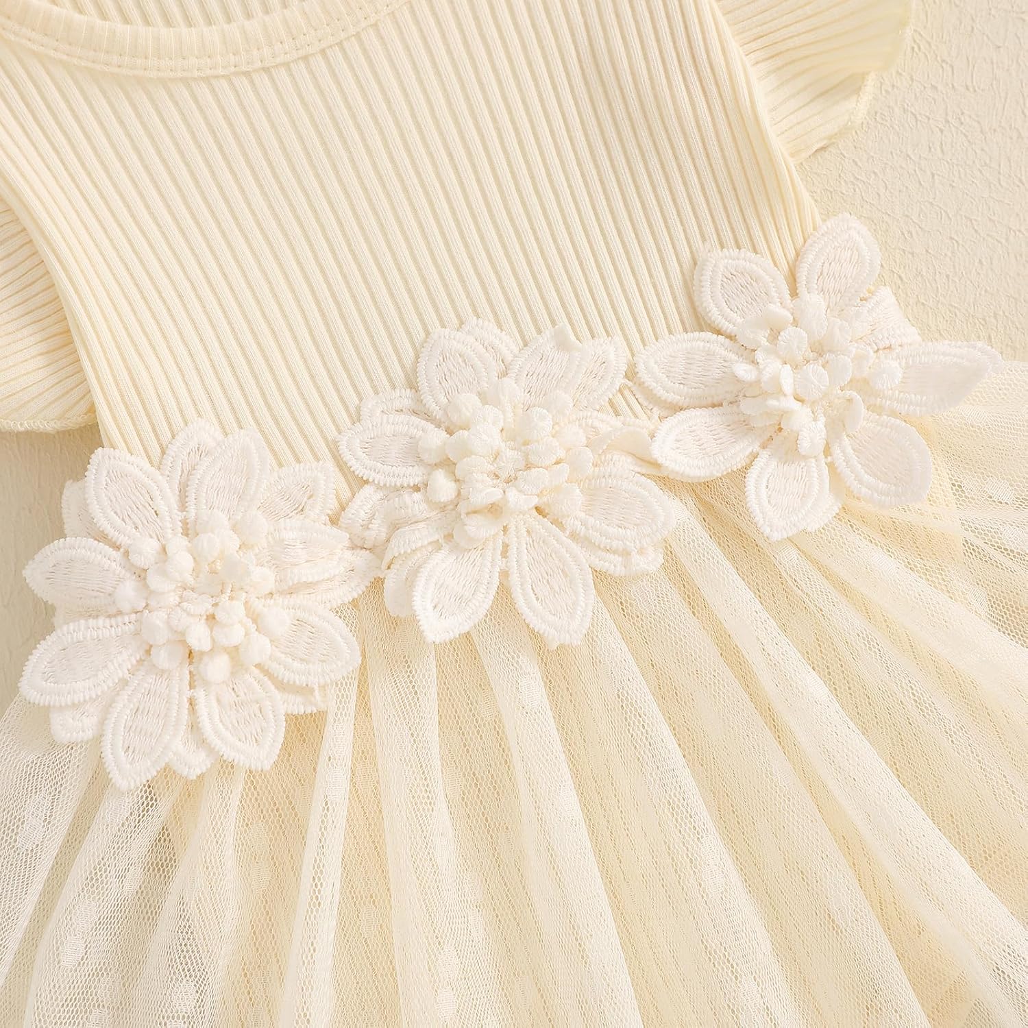 Douhoow Baby Girl Romper Dress Baby Dress Romper Flowers Lace Infant Girl Spring Summer Clothes with Headband - Image 6