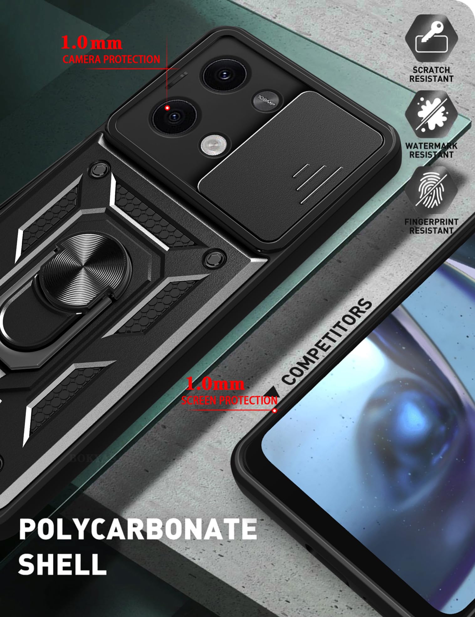 BOKYAS Panzer-Hülle Für Xiaomi 15 5G | Mit Slide Kameraschutz, Ring-Ständer & Magnet Für Autohalterung – Stoßfestes Militär-Case