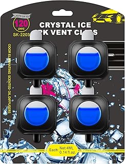 JUSTTOP Crystal Ice Scent Car Air Freshener Clip,Provides Long Lasting Fragrance Holding for Over 120 Days,4 Vent Clips,4ml Each,Car Accessories for Men or Women(Crystal Ice)
