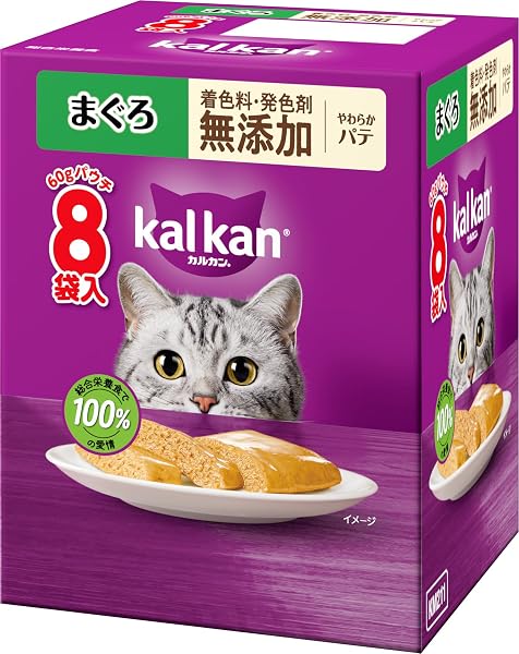 カルカン パウチ 1歳から 60g×8袋 やわらかパテ まぐろ 着色料・発色剤 無添加成猫用 ウェットフード キャットフード 総合栄養食 水分補給 毎日食べることを考えたウェット 猫 kal kan お試し 新カルカン - 1