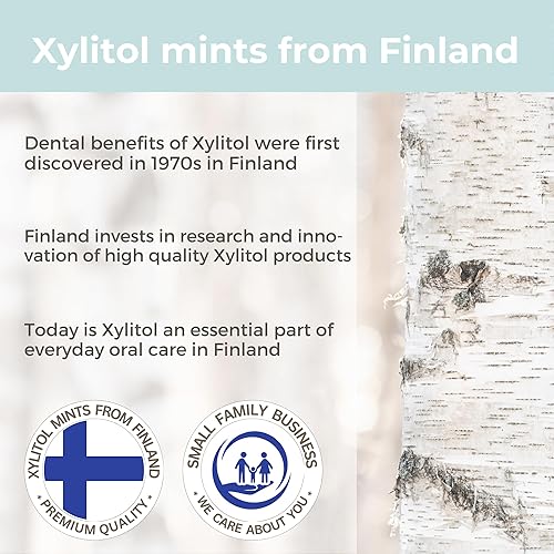 Miniatura 5 de Mentas de xilitol para el cuidado bucal sabor a menta, 100% endulzado con xilitol, caramelos sin azúcar, mentas dentales Happy Teeth de Finlandia, 5