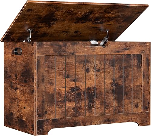 Vista 46 de ZENY Baúl de almacenamiento, baúl de almacenamiento elevable, banco de zapatos de entrada, banco de almacenamiento de madera, contenedor organizador