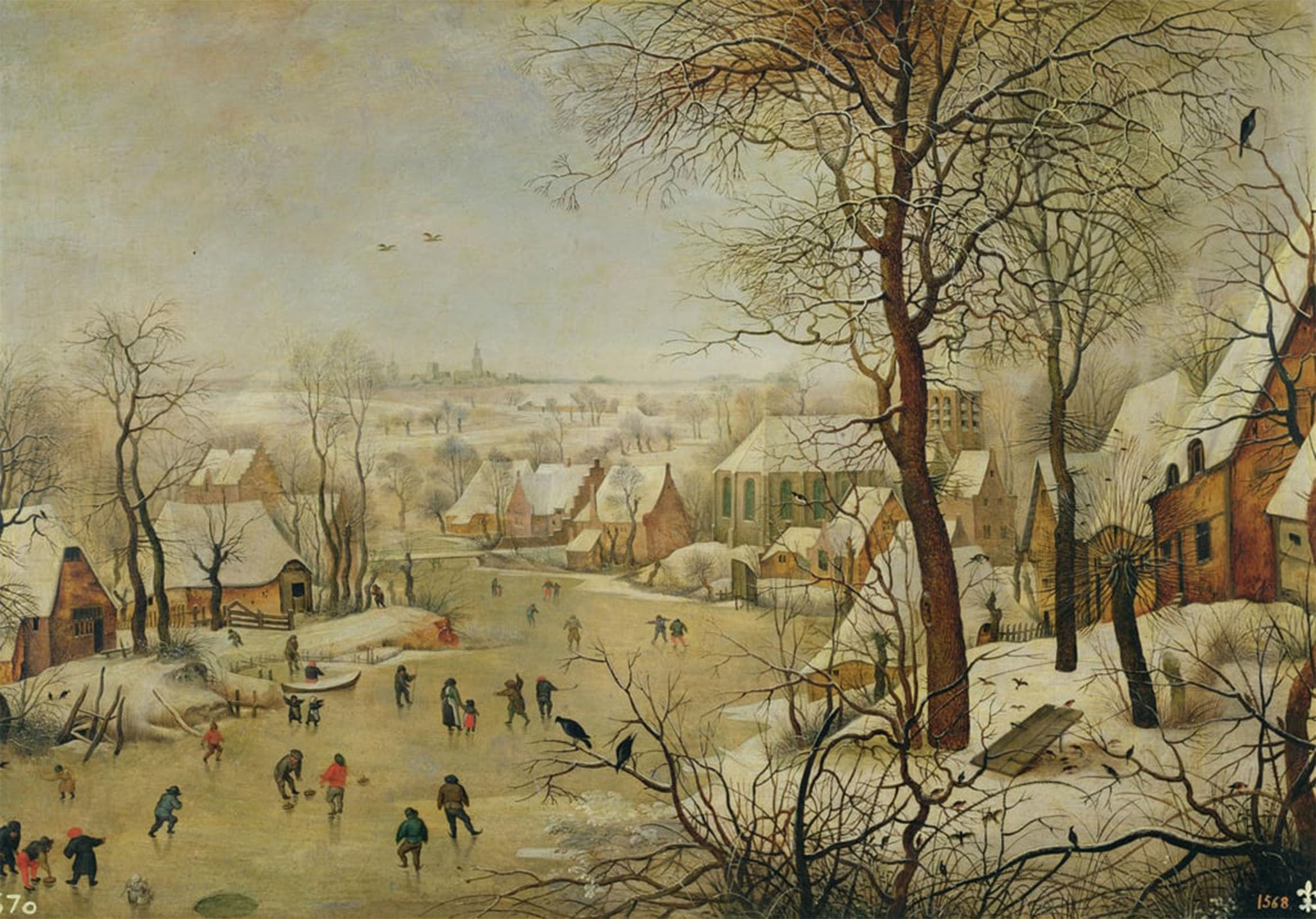 Tableau impressions d'art mural paysage d'hiver Pieter Brueghel affiche décoration