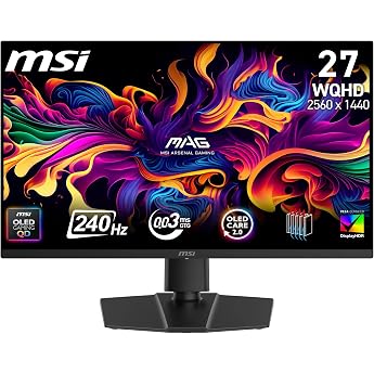 MSI MAG 273QP QD-OLED X24 26.5 Inch WQHD Gaming Monitor - 2560 x 1440 Quantum Dot OLED Panel 240Hz / 0.03ms, 99% DCI-P3, &Delta;E&le;2