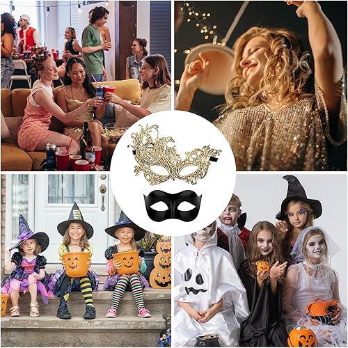 Miniatura 6 de BOXOB 2 máscaras de mascarada, máscara de encaje y máscara de plástico para mujer para Halloween