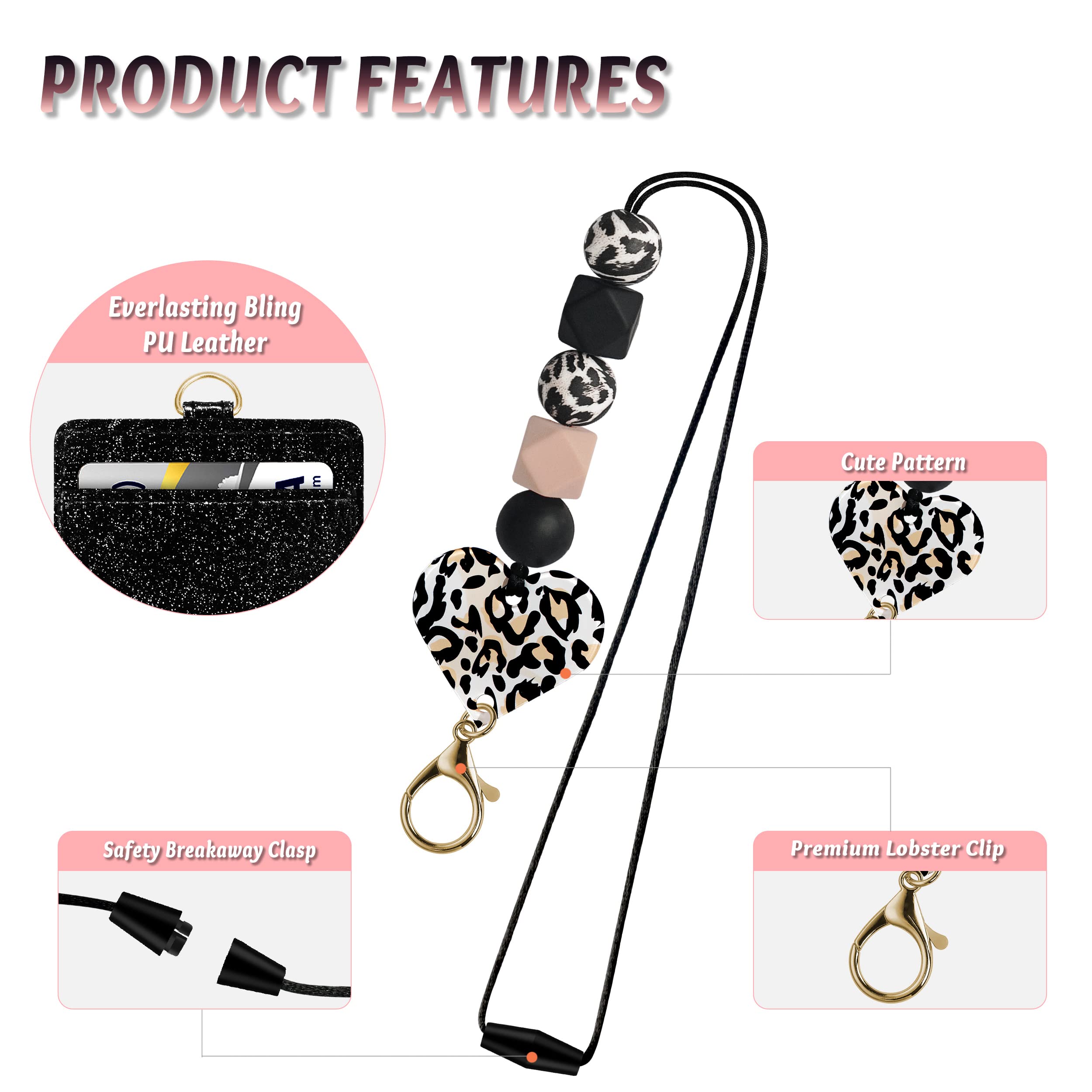 Yin Yang Teacher Lanyard - Wood & Metal Bead ID Badge Holder, 18 Inch Black Lanyard For Nurse, Teacher - View #5