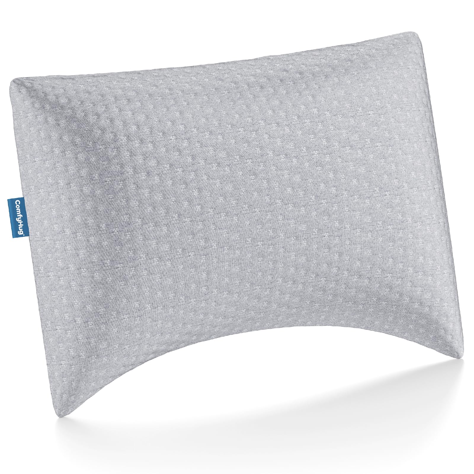 Sleeping Pillow, Shredded Memory Foam Adjustable Soft Pillow for Sleeping - 22 x 16 Inch, for Back & Side Sleepers – Relieves Neck & Shoulder Pain, Premium Washable Cover (Grey, Pack of 1)