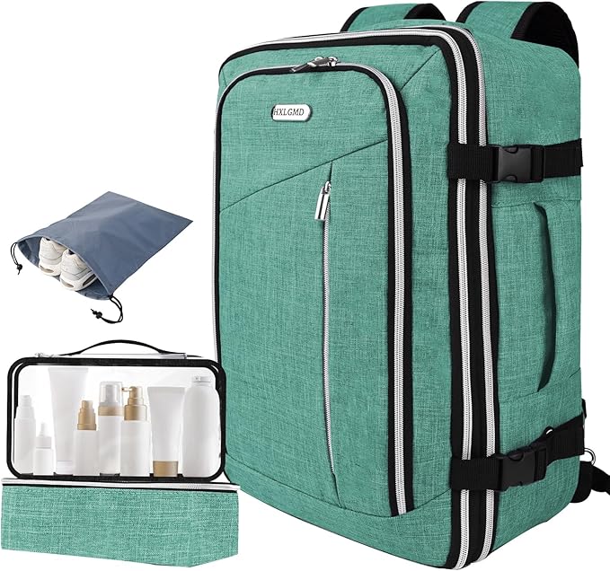 HXLGMD Carry on Backpack Flight Approved Travel Backpack with 3 Packing Bags, Expandable TSA Luggage Suitcase Weekender Daypack for Business College Hiking