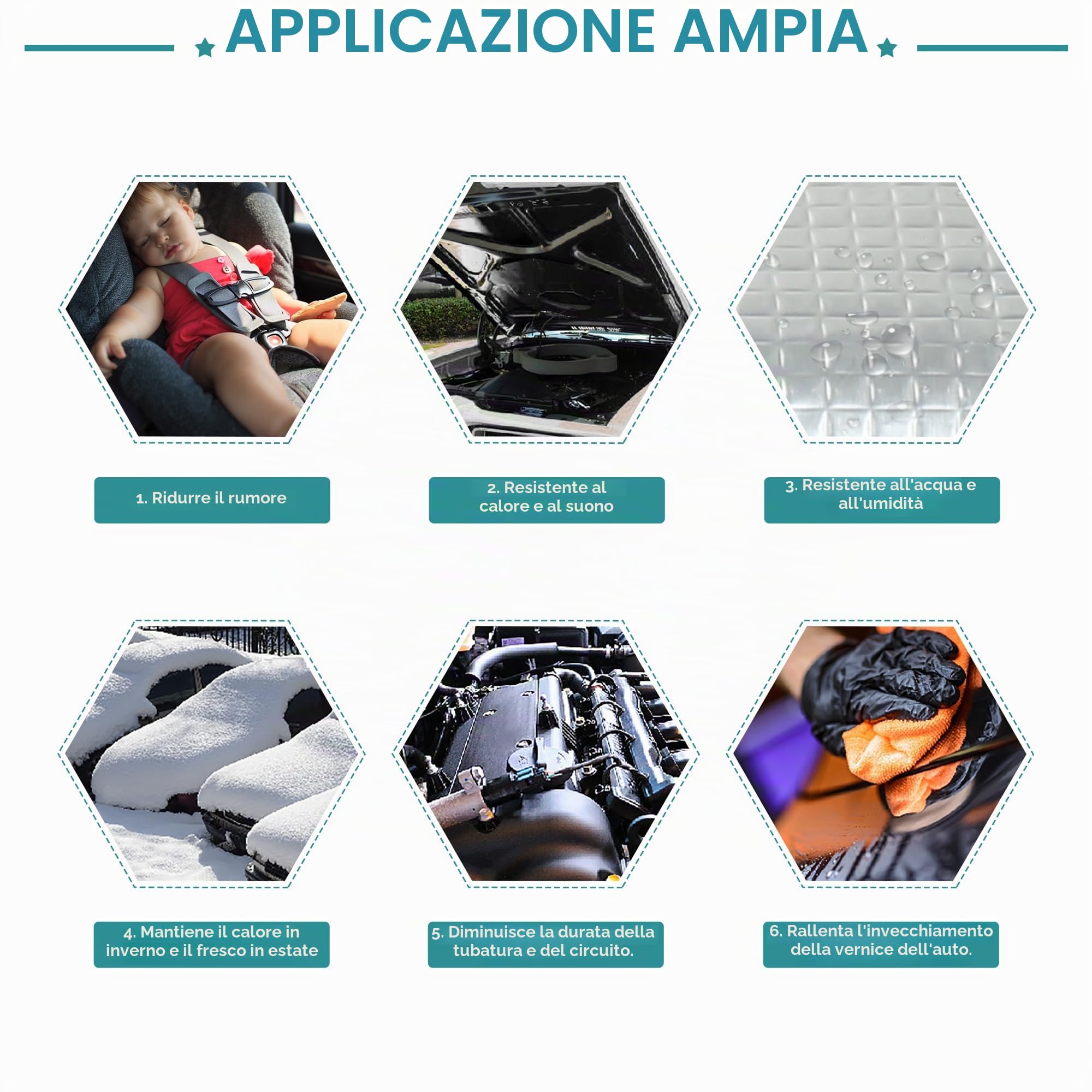 QUARKZMAN Auto 6.46sqft Auto Isolamento Termico Adesivo 10 mm Insonorizzante per Cofano Motore 60'' x 40'' 152x100cm
