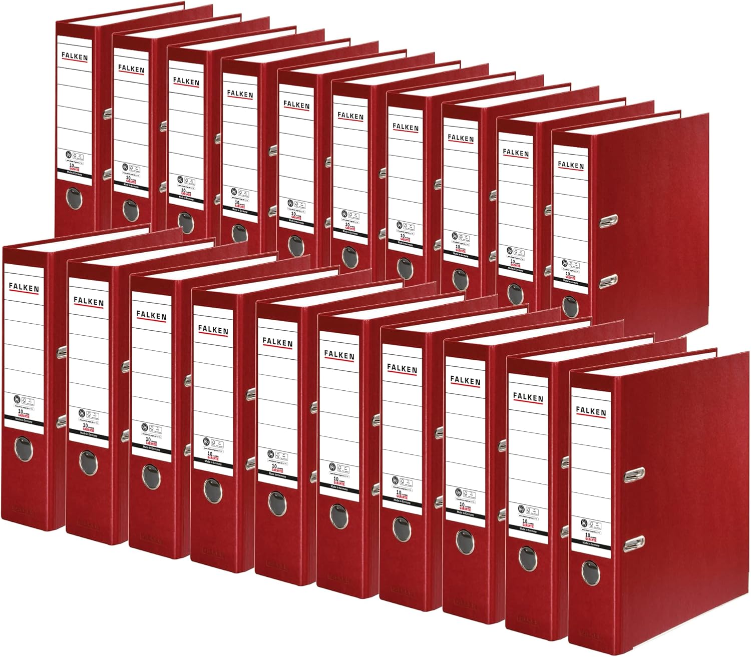 Original Falken 20-pack Recycolor environmental folders eco. Made in Germany. Coloured paper cover outside 8 cm wide DIN A4 bordeaux ring binder file letter file CO2 neutral Blue Angel