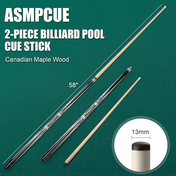 Stecca da Biliardo, 58" Biliardo in Legno Duro di Alta qualità, 1/2 Legno Pool Cue Stick, Stecche da Biliardo per Giocatori Professionisti per Il Tavolo da Biliardo Sportivo - 2