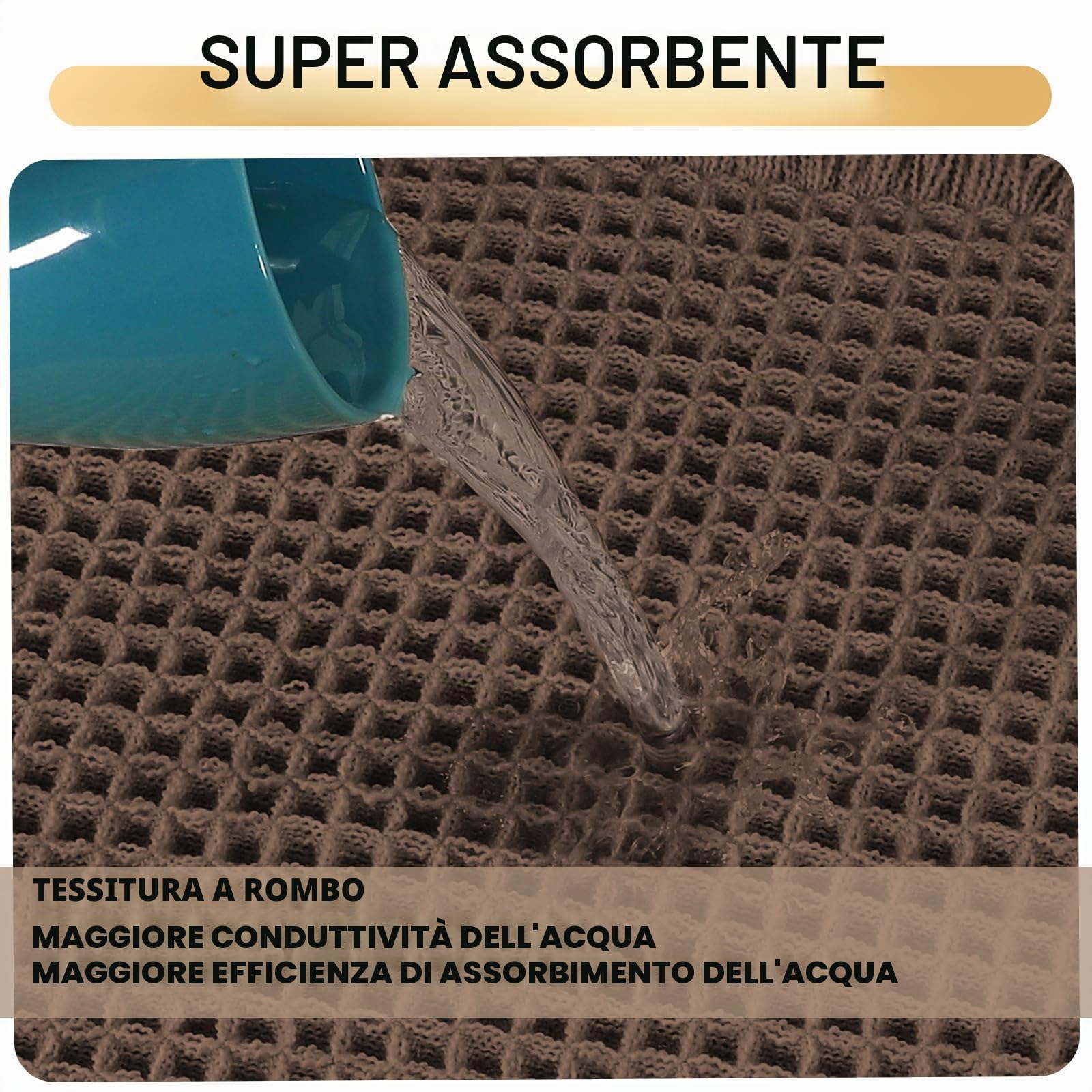 Tappeto Bagno Assorbente - Tappeti Bagno Antiscivolo Waffle Assorbente ad Asciugatura Rapida - Tappeto Bagno Antiscivolo Lavabile Morbido in Microfibra (Cioccolato,60x180 cm)
