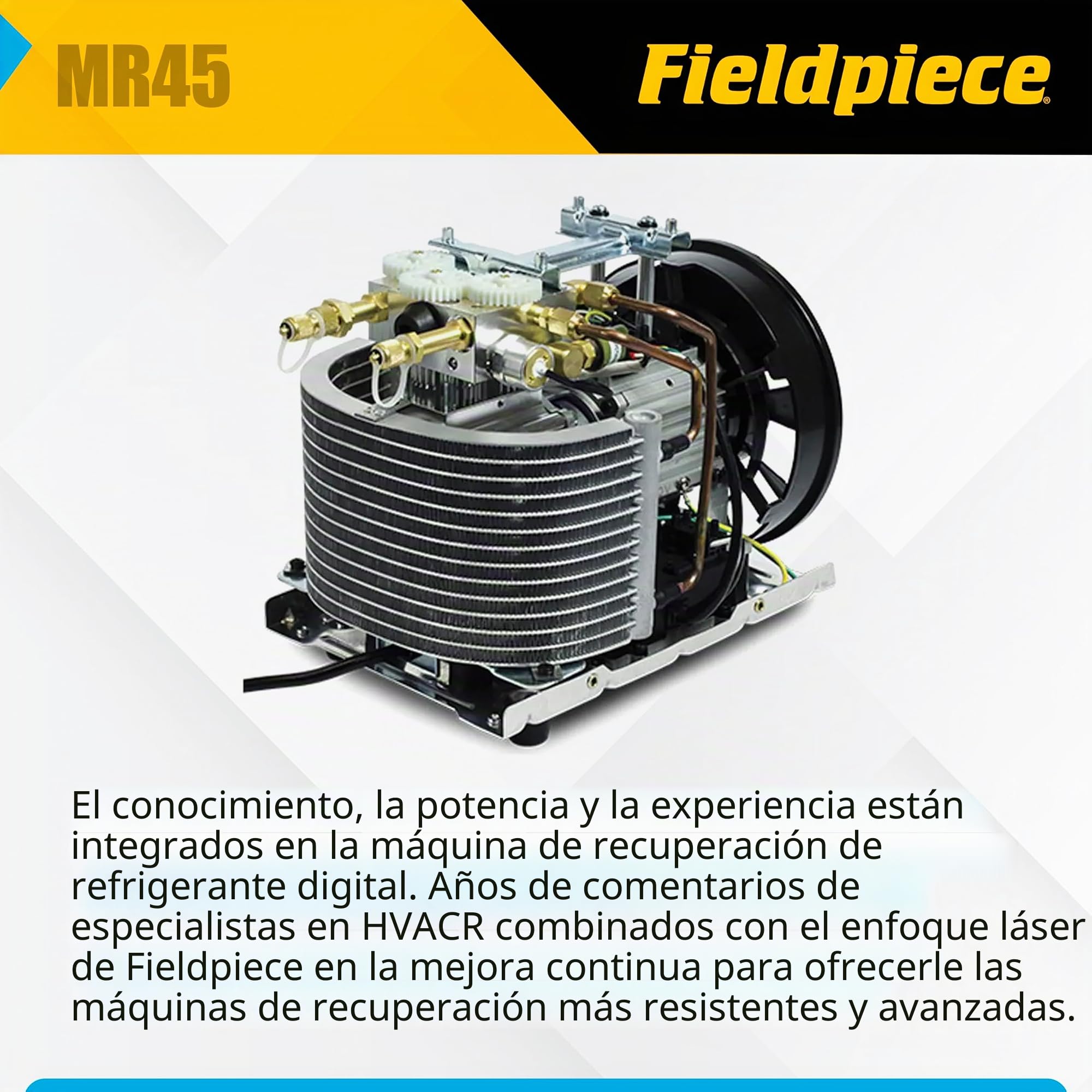 Fieldpiece - Máquina de recuperación de refrigerante digital ligera MR45 - Amplio voltaje de funcionamiento con puertos de fácil acceso - Compatible con A2L