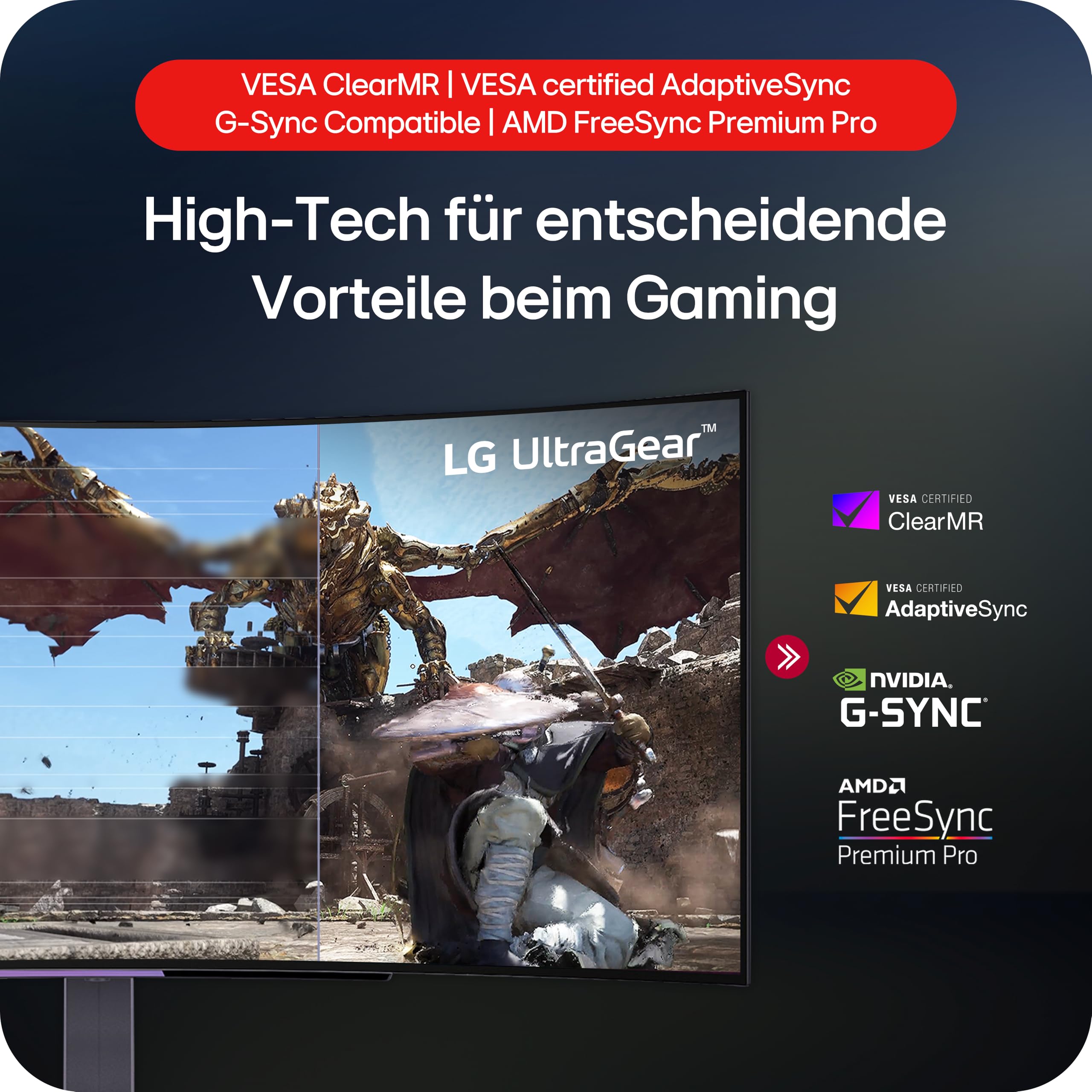 LG Ultragear™ 45GS96QB-B.AEU (45 Zoll) 21:9 Curved 800R UWQHD OLED Gaming-Monitor, 240Hz, AMD FreeSync™ Premium Pro, DisplayHDR™ True Black 400, 2X HDMI 2.1, Grau