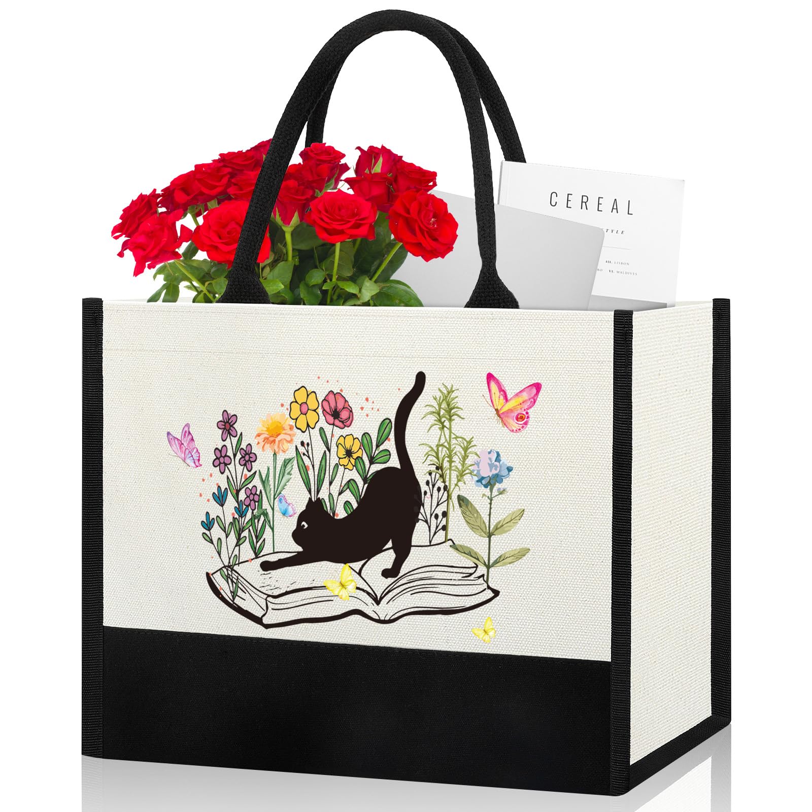 Cats Lover Gifts Canvas Bag for Women Cute Birthday Christmas Gifts for Cat Mom Cat Best Friend Sister Bestie Cats Accessories Funny Cat Definition Reusable Grocery Bag